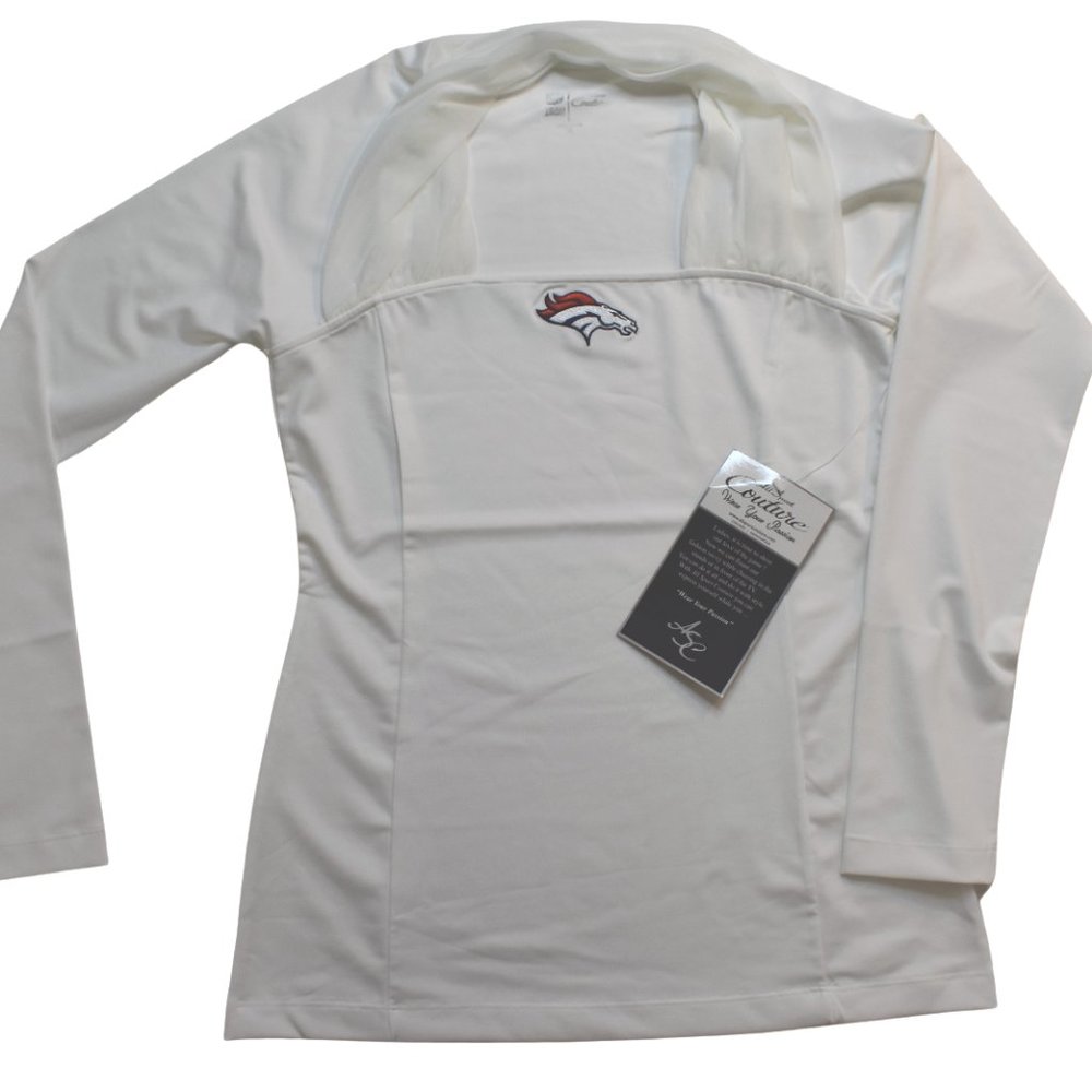 All Sport Couture NFL Womens Denver Broncos Red Zone White Shirt New